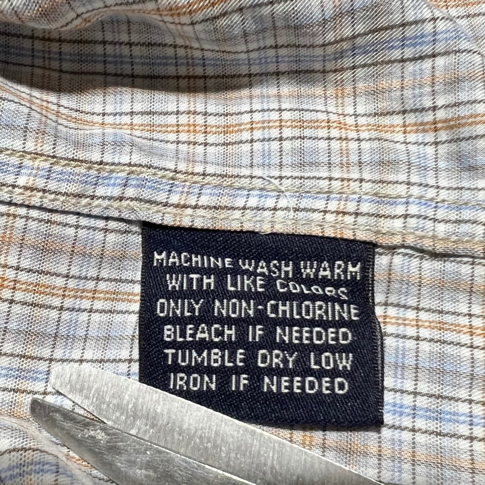 Faconnable Mens Plaid Button Down Shirt Size M Blue Orange Cotton Made in USA - Picture 11 of 13